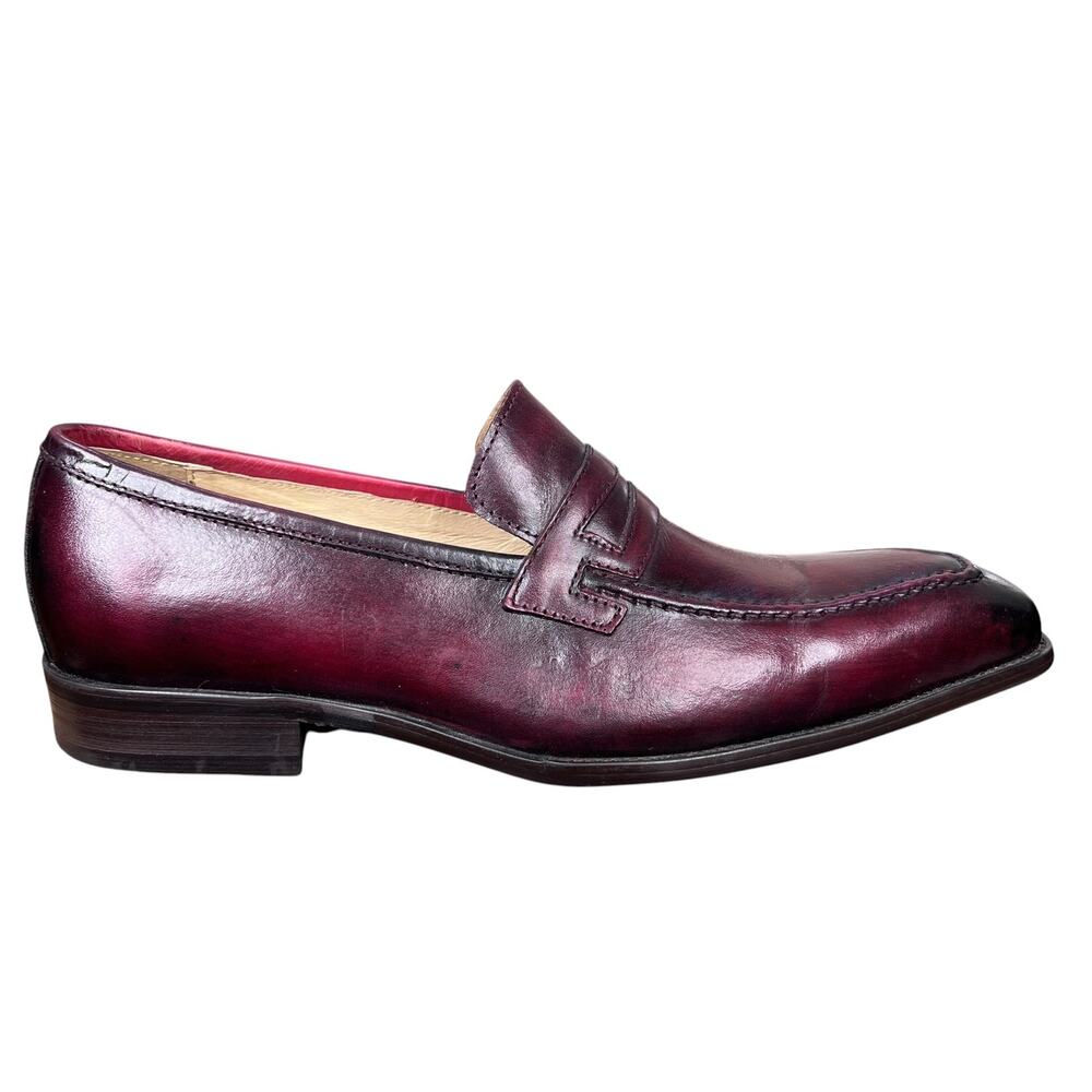 Carrucci Men’s Burgundy Leather Penny Loafers Size US 8